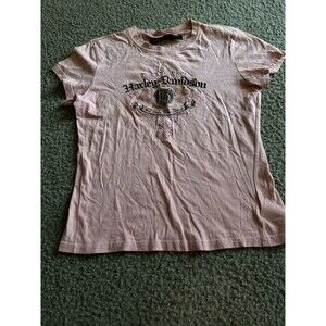 Harley-Davidson Women’s Size MED Dusty Pink W/ HD Logo Crest Y2K Vintage
